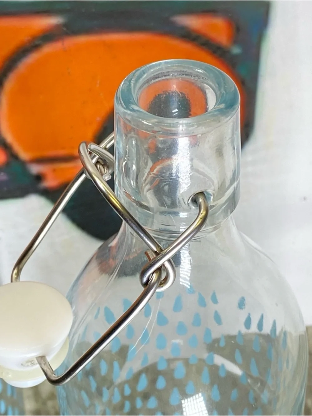 IKEA Korean Glass Water Bottle Flip Top Lock Top Glass Bottle With Locking Wire